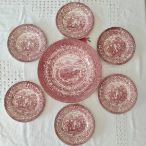 Staffordshire English Ironstone-Set Piatti Vintage da Dessert