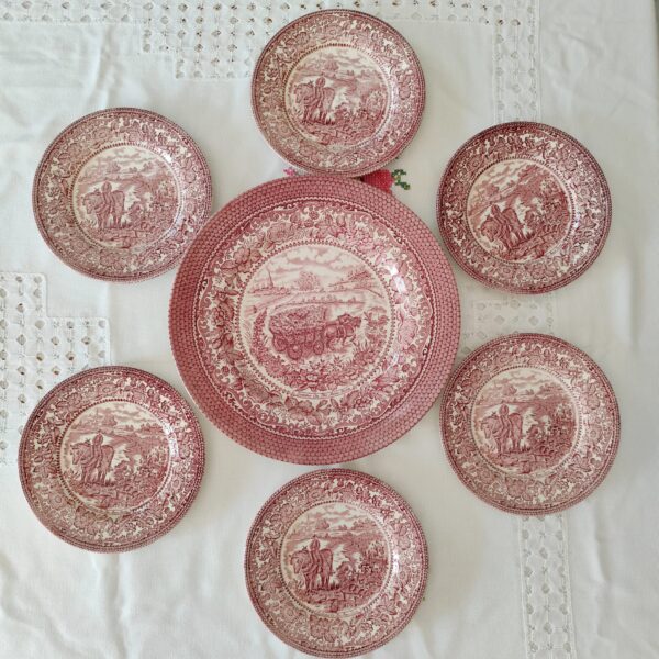 Staffordshire English Ironstone-Set Piatti Vintage da Dessert