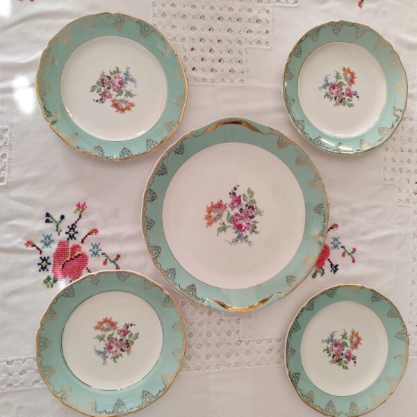Set Piatti da Dessert Vintage Ceranord St. Amand Roseraie