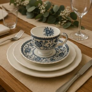 Johnson Bros Indies-Tazza e Piattino Vintage in Porcellana Inglese