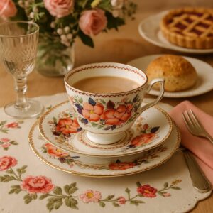 Wellington China-Trio Tazza Porcellana Vintage