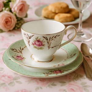 Old Royal Bone China-Trio Tazza Porcellana Vintage