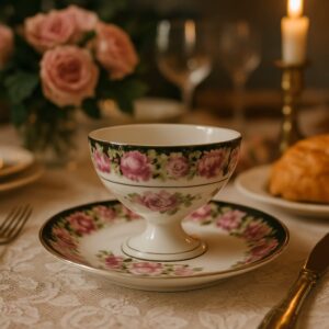 Elegante Tazza e Piattino Porcellana Bavaria Vintage-Floreale