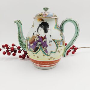 Teiera Kutani Giapponese Vintage-Decorazioni Artistiche