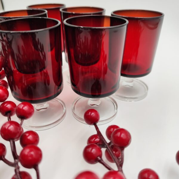 Set Bicchieri da Liquore Vintage-Luminarc France in Vetro Rubino - immagine 7