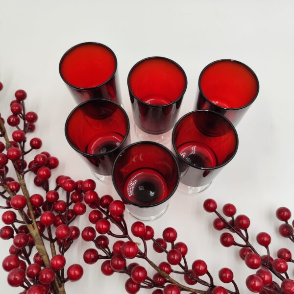 Set Bicchieri da Liquore Vintage-Luminarc France in Vetro Rubino - immagine 6