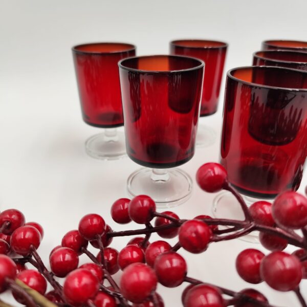 Set Bicchieri da Liquore Vintage-Luminarc France in Vetro Rubino - immagine 5