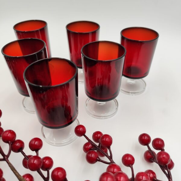 Set Bicchieri da Liquore Vintage-Luminarc France in Vetro Rubino - immagine 3