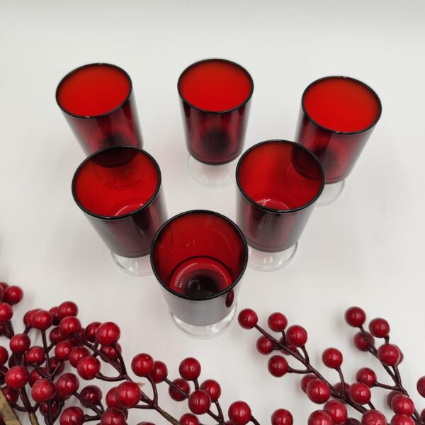 Set Bicchieri da Liquore Vintage-Luminarc France in Vetro Rubino - immagine 2