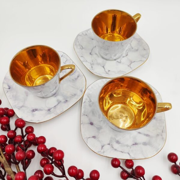 Set da Caffè Vintage Wawel-Porcellana Marmorizzata anni '60-'70 - immagine 7