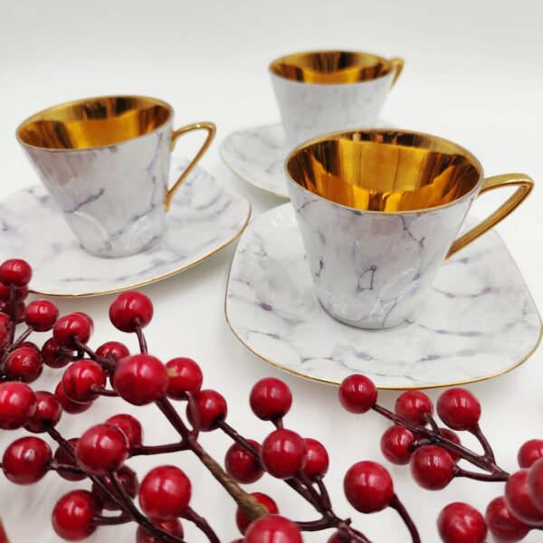 Set da Caffè Vintage Wawel-Porcellana Marmorizzata anni '60-'70 - immagine 5