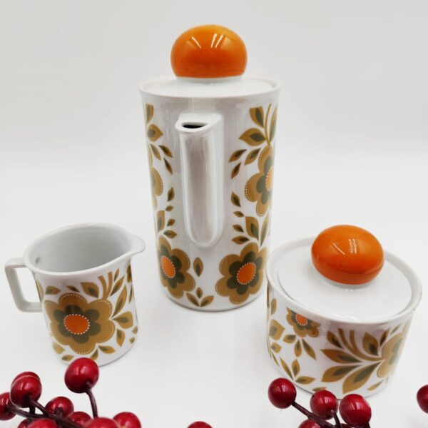 Set Caffè Porcellana Vintage Bavaria Schirnding Fiori Anni '70 - immagine 11