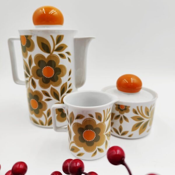 Set Caffè Porcellana Vintage Bavaria Schirnding Fiori Anni '70 - immagine 10