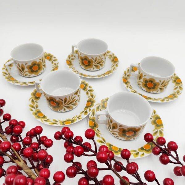 Set Caffè Porcellana Vintage Bavaria Schirnding Fiori Anni '70 - immagine 9