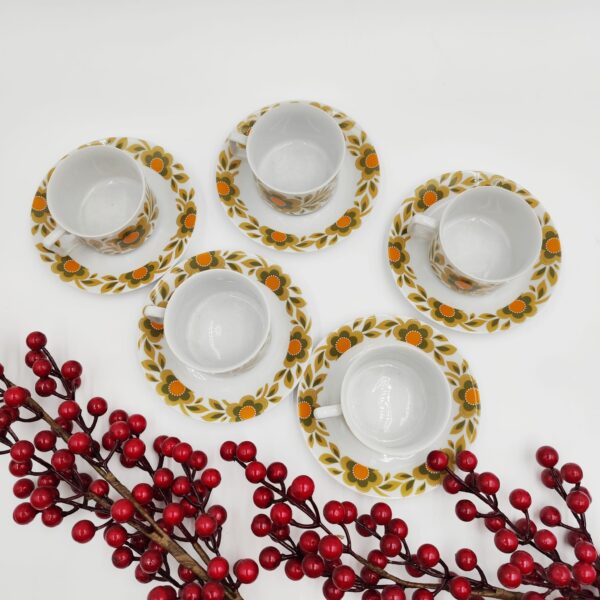 Set Caffè Porcellana Vintage Bavaria Schirnding Fiori Anni '70 - immagine 7