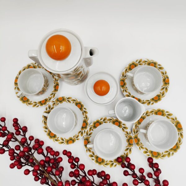 Set Caffè Porcellana Vintage Bavaria Schirnding Fiori Anni '70 - immagine 6