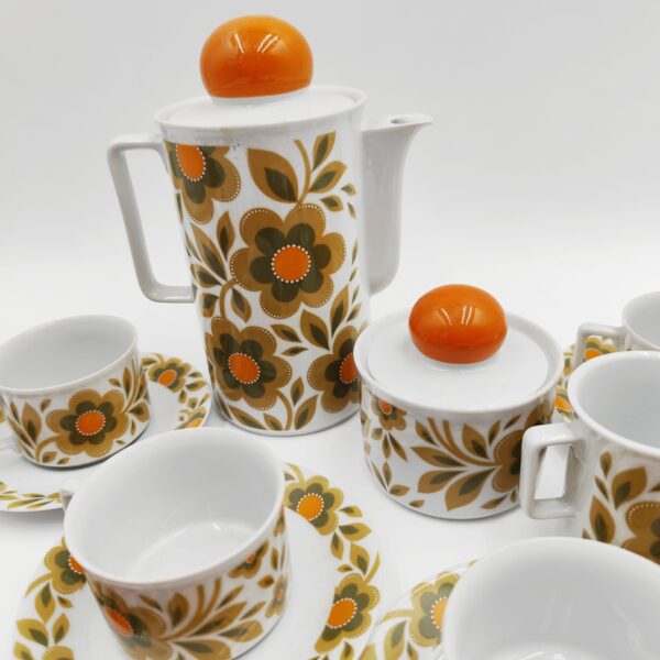 Set Caffè Porcellana Vintage Bavaria Schirnding Fiori Anni '70 - immagine 5
