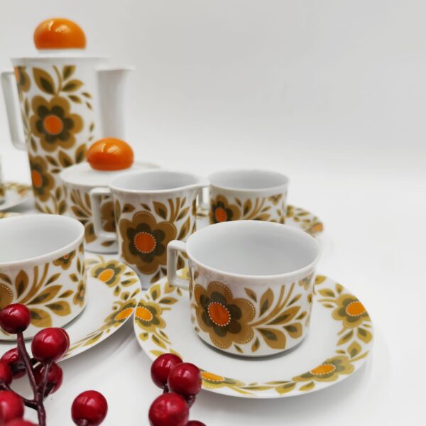Set Caffè Porcellana Vintage Bavaria Schirnding Fiori Anni '70 - immagine 3