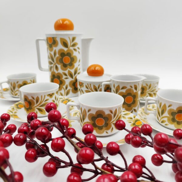 Set Caffè Porcellana Vintage Bavaria Schirnding Fiori Anni '70 - immagine 2