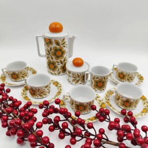 Set Caffè Porcellana Vintage Bavaria Schirnding Fiori Anni '70