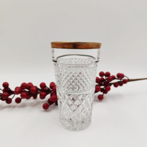 Bicchiere Vintage Highball Vetro Pressato Pesante e Bordo Dorato