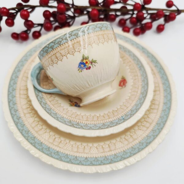 New Hall Hanley England-Trio Tazza Vintage Porcellana - immagine 3