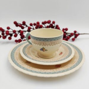 New Hall Hanley England-Trio Tazza Vintage Porcellana