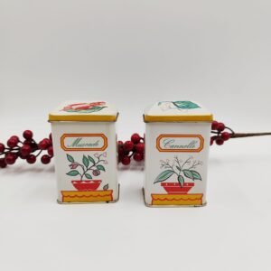 Barattoli di Latta Francesi Vintage-Set di 2 Oggetti da Collezione