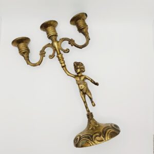 Candelabro Ottone Elegante Tre Bracci Vintage