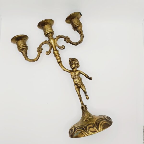 Candelabro Ottone Elegante Tre Bracci Vintage