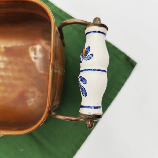 Portavasi Rame Vintage Manici Ceramica - immagine 3