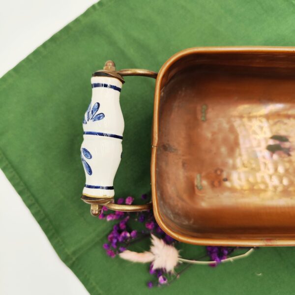 Portavasi Rame Vintage Manici Ceramica - immagine 4