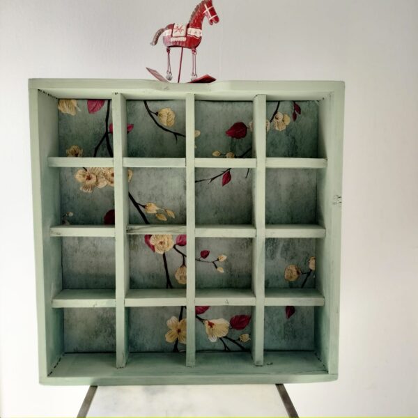 Scaffale in Legno con Nicchie Shabby Chic-Arredo Casa Vintage