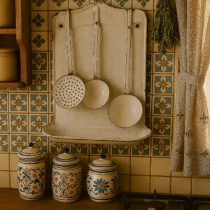 Portamestoli Smaltato Vintage e Utensili da Cucina Retrò
