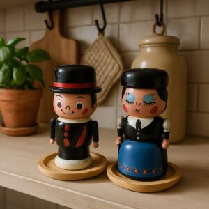 Set Saliera e Pepiera Vintage in Legno-Decorazione Cucina Retrò