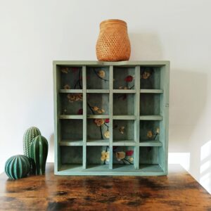 Scaffale in Legno con Nicchie Shabby Chic-Arredo Casa Vintage