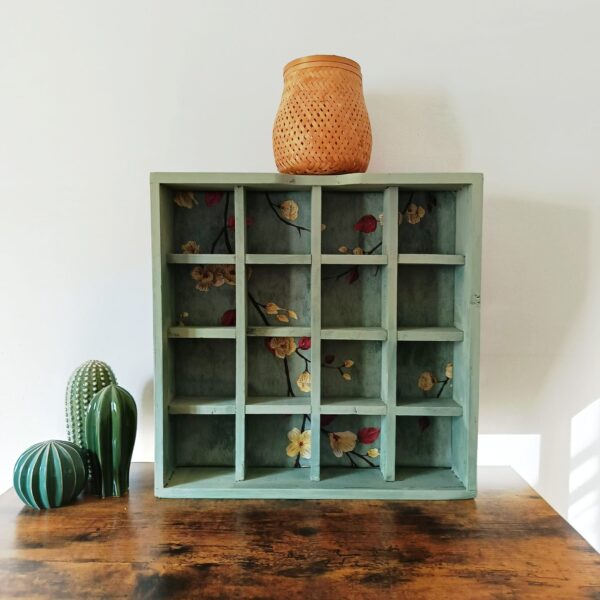 Scaffale in Legno con Nicchie Shabby Chic-Arredo Casa Vintage