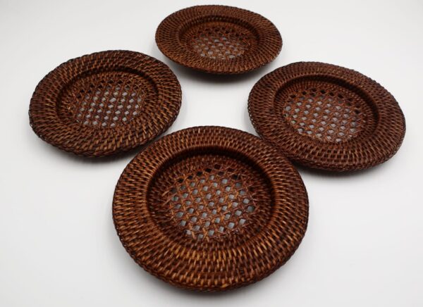 Set Sottotazze Vintage in Rattan Naturale-Stile Rustico ed Elegante