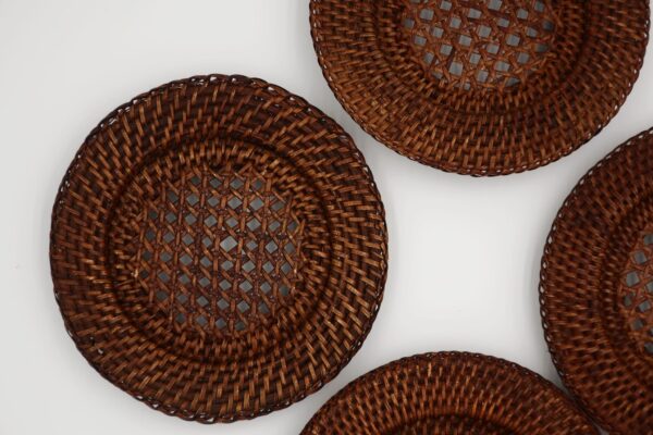 Set Sottotazze Vintage in Rattan Naturale-Stile Rustico ed Elegante - immagine 3